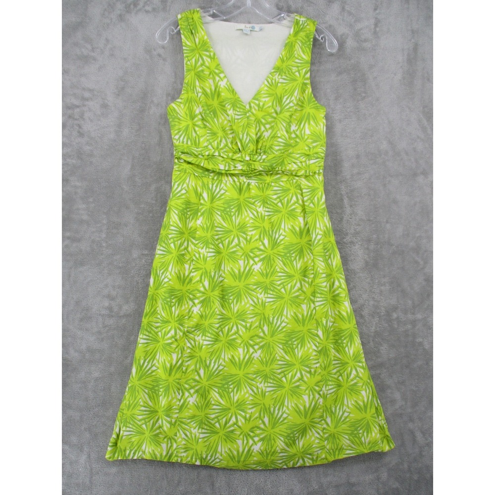 Boden Dress Womens 6 Retro Sheath Office Career Zip Lined Boho Tropical Green